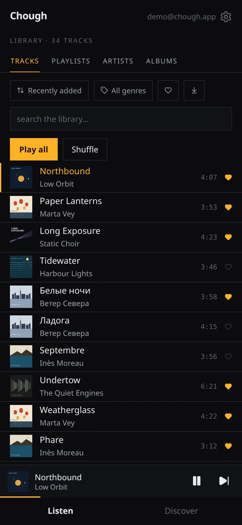 Your library, songs first
